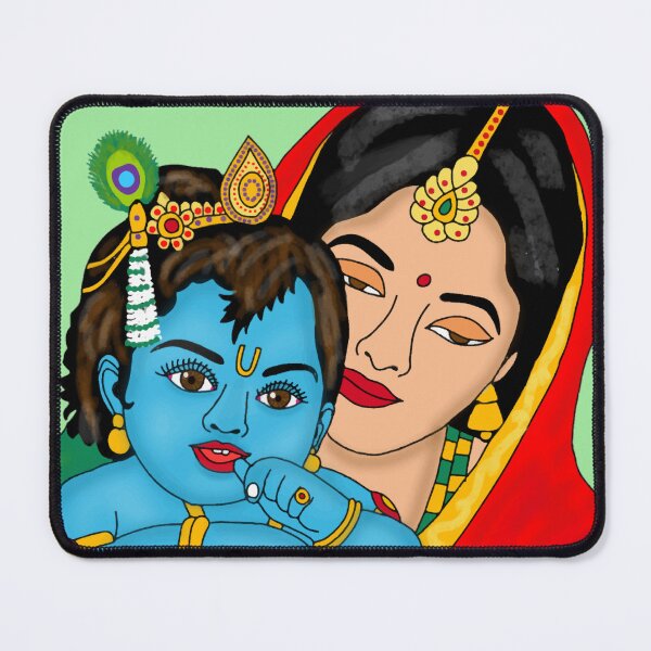 Item preview, Krishna and Yashoda – Divine Mother & Child Artwork designed and sold by Harshit_Digital_Arts.