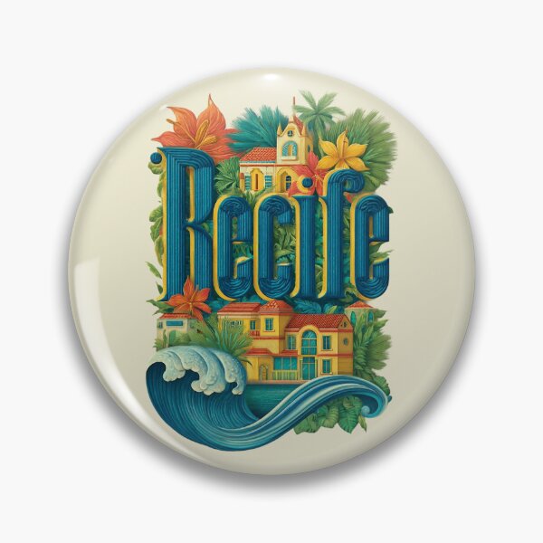 Item preview, Recife, Brazil motif with colonial houses, palm trees and waves – Tropical city illustration designed and sold by Meiersbeste.