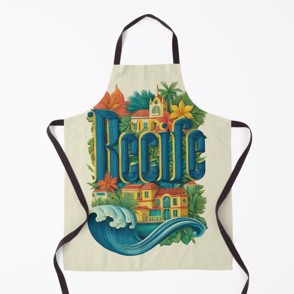 Item preview, Recife, Brazil motif with colonial houses, palm trees and waves – Tropical city illustration designed and sold by Meiersbeste.