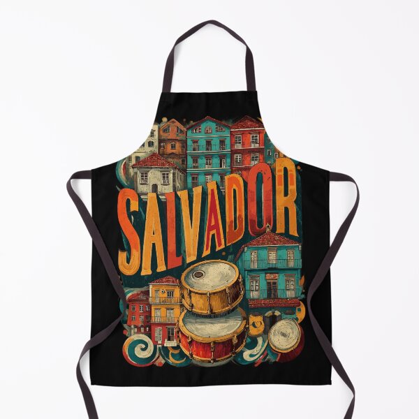 Item preview, Salvador da Bahia motif with colorful colonial houses and drums – Brazilian art designed and sold by Meiersbeste.