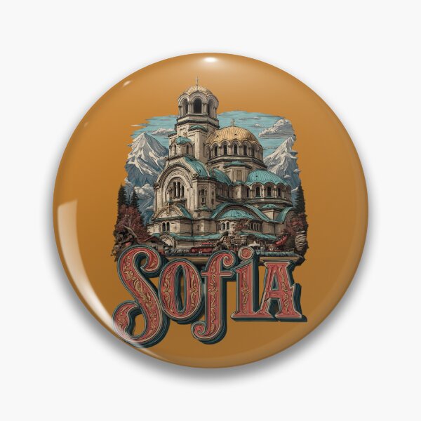 Item preview, Sofia, Bulgaria motif with cathedral, mountains and nostalgic lettering designed and sold by Meiersbeste.