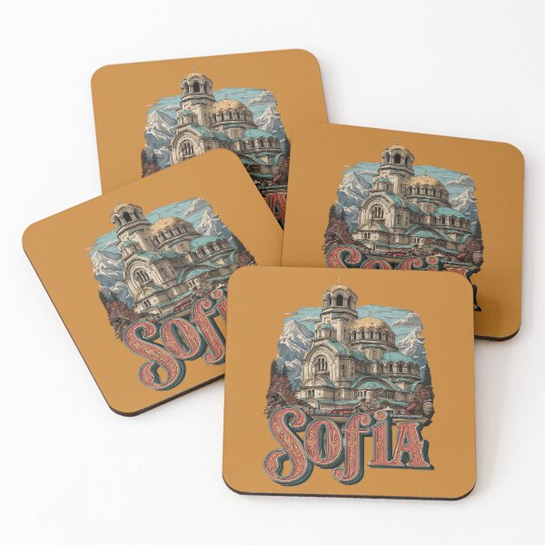 Item preview, Sofia, Bulgaria motif with cathedral, mountains and nostalgic lettering designed and sold by Meiersbeste.