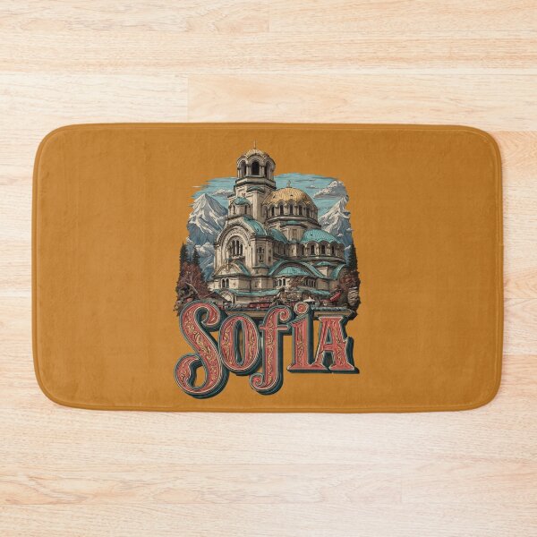 Item preview, Sofia, Bulgaria motif with cathedral, mountains and nostalgic lettering designed and sold by Meiersbeste.