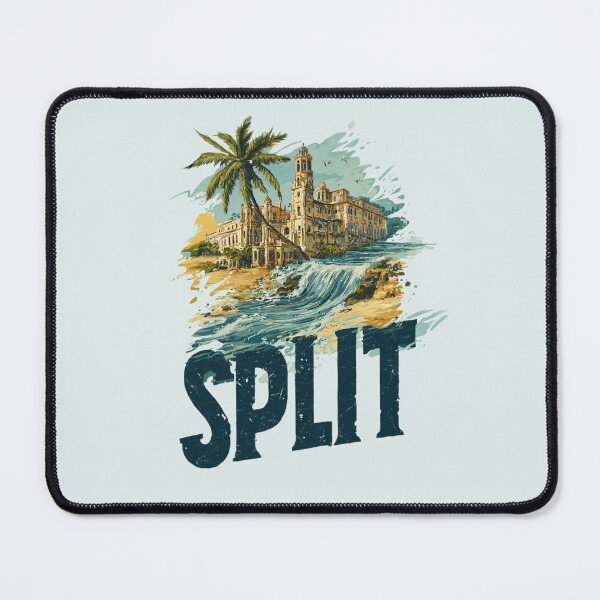 Item preview, Split Croatia motif with Diocletian's Palace, palm tree and Adriatic waves designed and sold by Meiersbeste.
