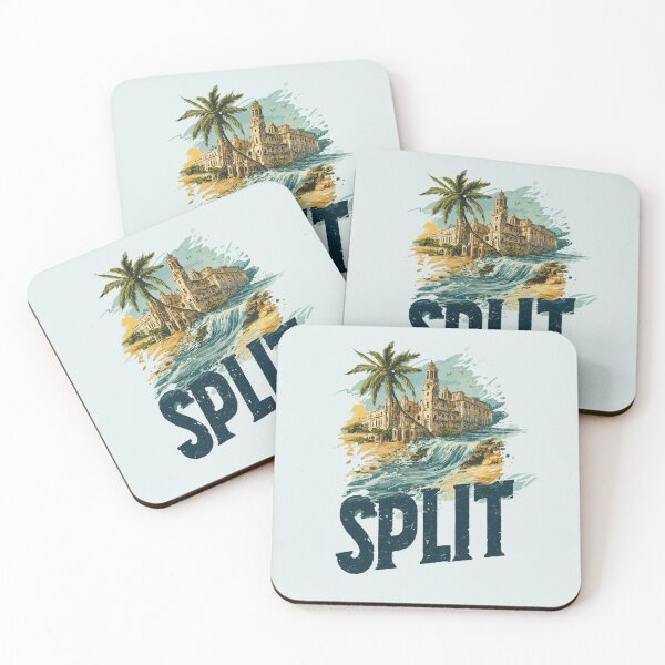 Item preview, Split Croatia motif with Diocletian's Palace, palm tree and Adriatic waves designed and sold by Meiersbeste.