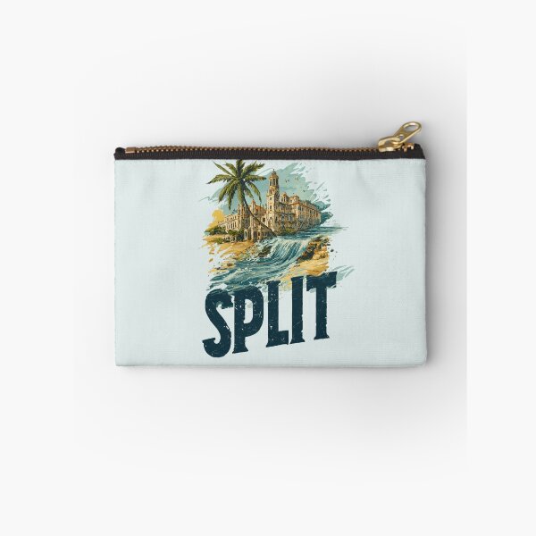 Item preview, Split Croatia motif with Diocletian's Palace, palm tree and Adriatic waves designed and sold by Meiersbeste.