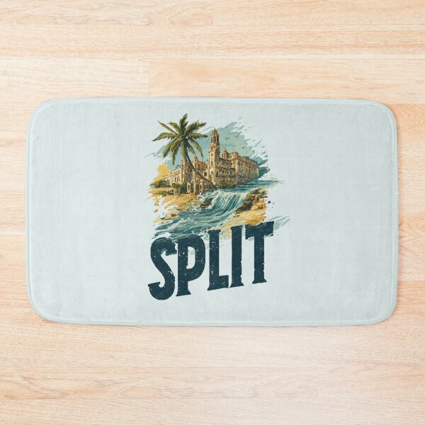 Item preview, Split Croatia motif with Diocletian's Palace, palm tree and Adriatic waves designed and sold by Meiersbeste.