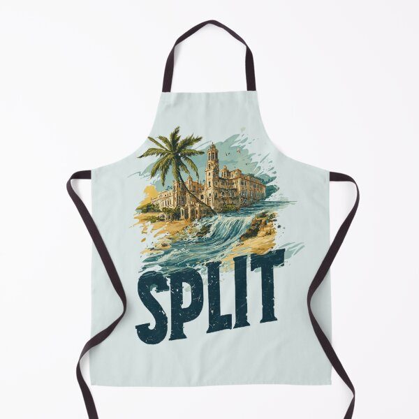 Item preview, Split Croatia motif with Diocletian's Palace, palm tree and Adriatic waves designed and sold by Meiersbeste.