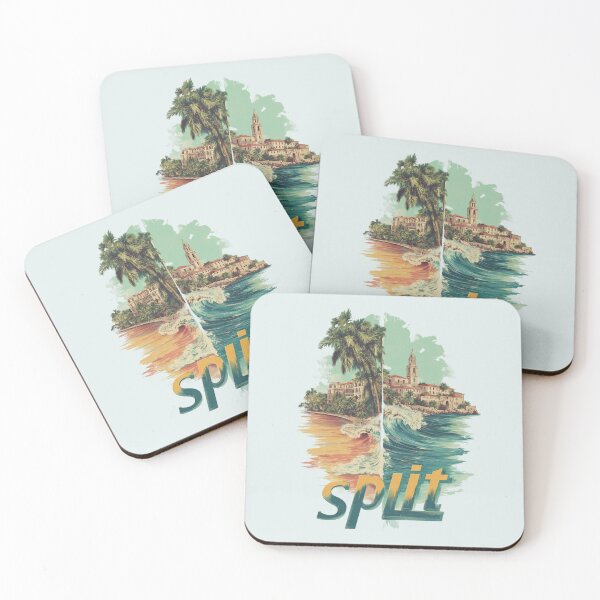 Item preview, Split, Croatia. Illustration with Diocletian's Palace, palm tree and Adriatic beach. designed and sold by Meiersbeste.