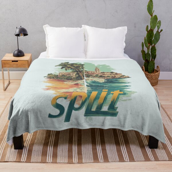 Item preview, Split, Croatia. Illustration with Diocletian's Palace, palm tree and Adriatic beach. designed and sold by Meiersbeste.