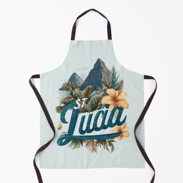 Item preview, St. Lucia Caribbean motif with Pitons, tropical leaves and hibiscus designed and sold by Meiersbeste.