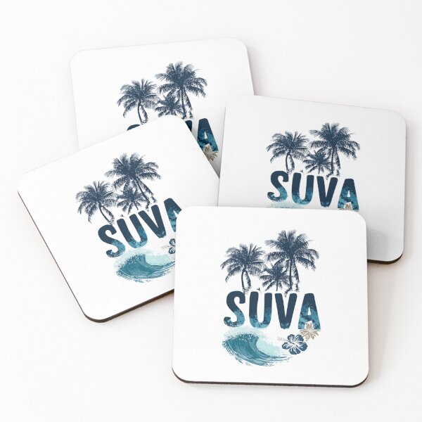 Item preview, Suva Fiji Palms and Wave – Tropical South Seas Motif designed and sold by Meiersbeste.