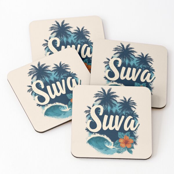 Item preview, Suva Fiji Palm Tree Wave Hibiscus – Tropical South Seas Motif designed and sold by Meiersbeste.