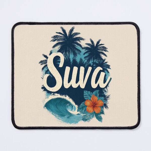 Item preview, Suva Fiji Palm Tree Wave Hibiscus – Tropical South Seas Motif designed and sold by Meiersbeste.