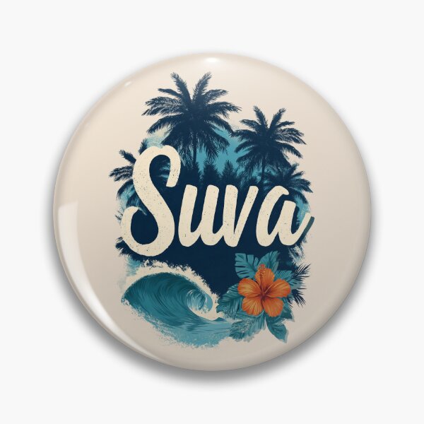 Item preview, Suva Fiji Palm Tree Wave Hibiscus – Tropical South Seas Motif designed and sold by Meiersbeste.