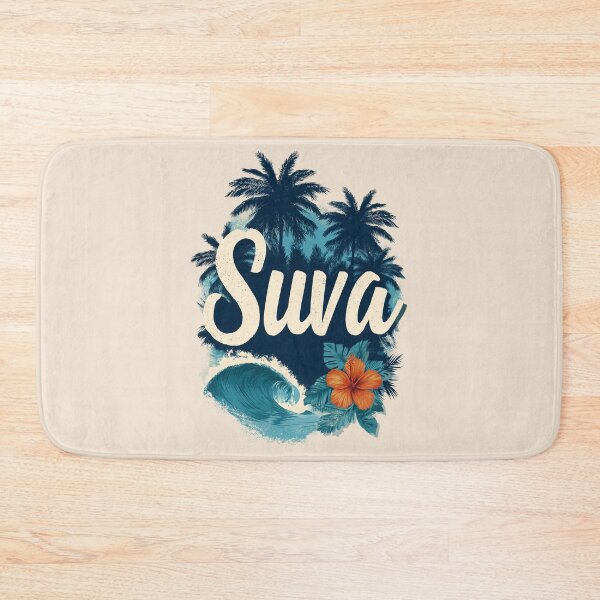 Item preview, Suva Fiji Palm Tree Wave Hibiscus – Tropical South Seas Motif designed and sold by Meiersbeste.