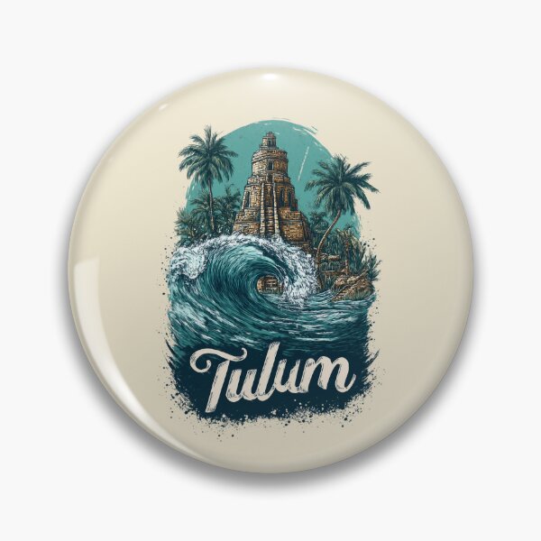 Item preview, Tulum, Mexico: Mayan ruins, wave, palm trees – tropical coastal scene designed and sold by Meiersbeste.