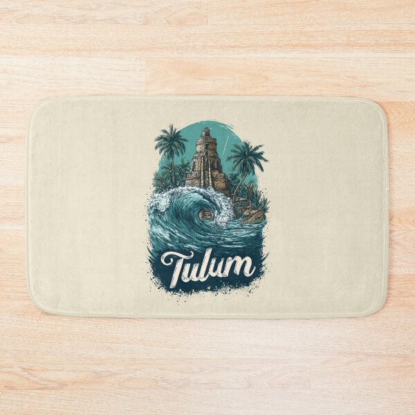 Item preview, Tulum, Mexico: Mayan ruins, wave, palm trees – tropical coastal scene designed and sold by Meiersbeste.