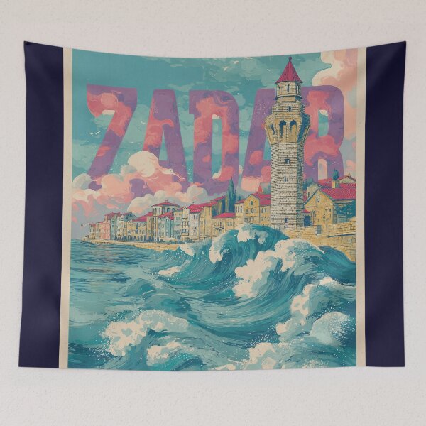 Item preview, Zadar Croatia Old Town Wave Tower – Vintage Adriatic Poster Design designed and sold by Meiersbeste.