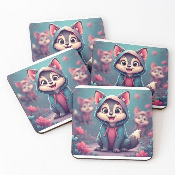 Item preview, Smiling Cartoon Wolf Cub in Hoodie – Cute Kawaii Animal Sticker designed and sold by Fashion Empire.