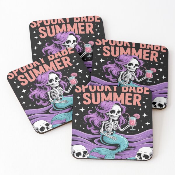 Item preview, Spooky Babe Summer Gothic Mermaid Skeleton Crystal Ocean designed and sold by AvagondaMind.