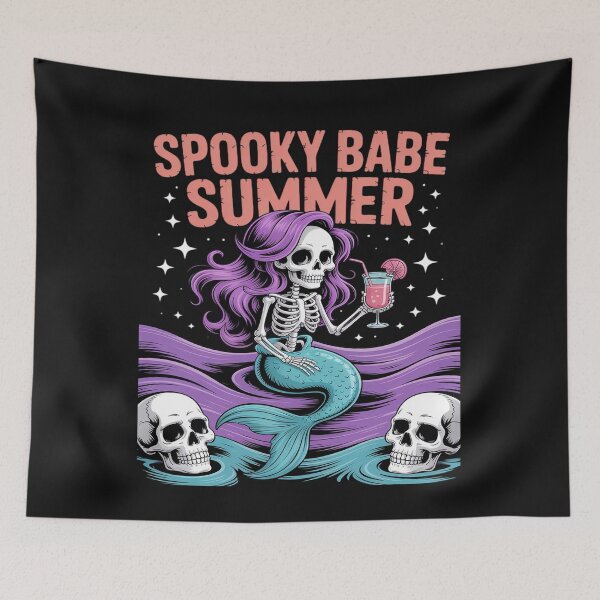 Item preview, Spooky Babe Summer Gothic Mermaid Skeleton Crystal Ocean designed and sold by AvagondaMind.