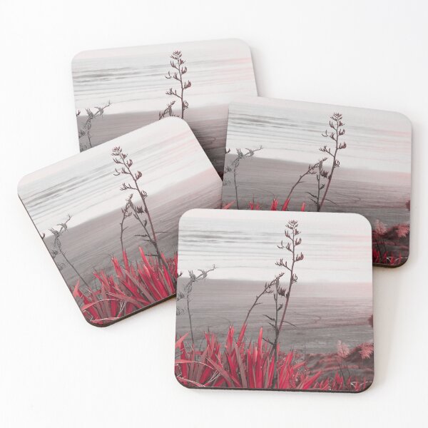 Item preview, Setting Sun Baylys Beach with red kōrari  designed and sold by KiwiImages.