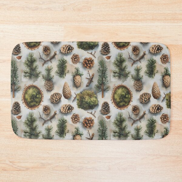 Item preview, Earthy Watercolor Pine Cones and Moss Pattern designed and sold by NTGUILTY.