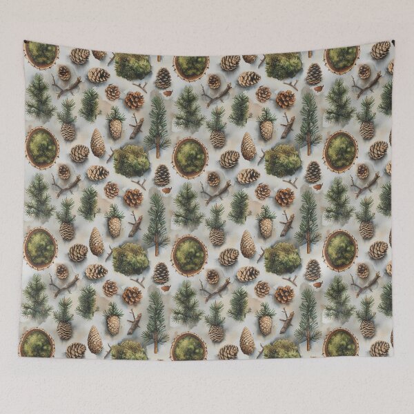 Item preview, Earthy Watercolor Pine Cones and Moss Pattern designed and sold by NTGUILTY.