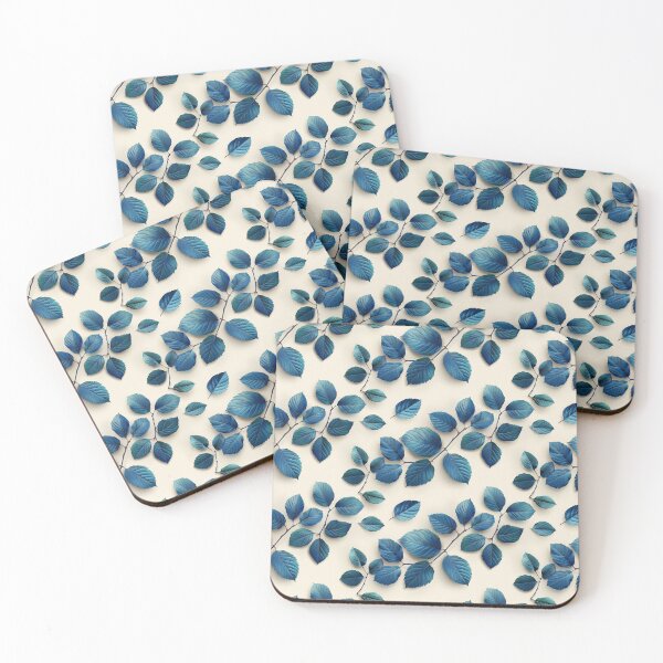 Item preview, Minimalist Indigo Blue Leaves on Cream Backdrop Pattern designed and sold by NTGUILTY.