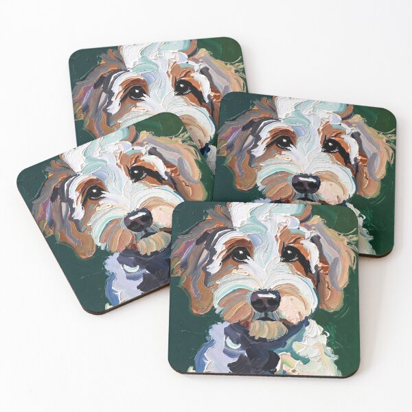 Item preview, Sheepadoodle Portrait on Emerald Green designed and sold by ChrisButler.