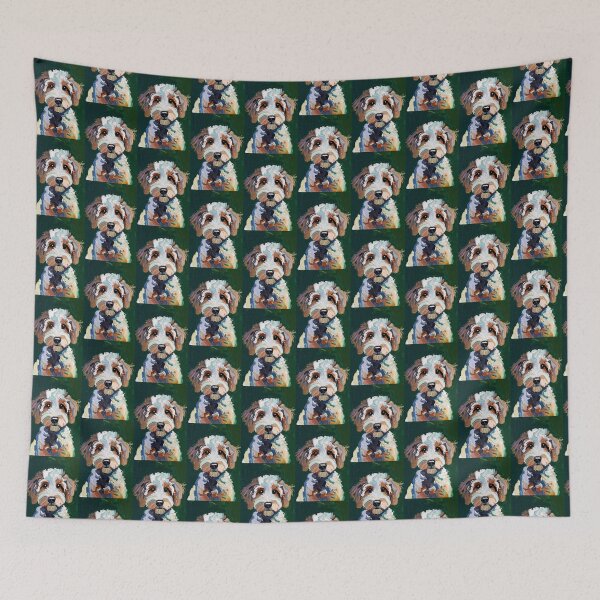 Item preview, Sheepadoodle Portrait on Emerald Green designed and sold by ChrisButler.