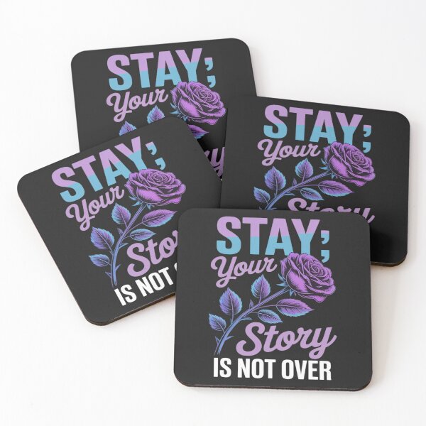 Item preview, Stay Story Is Not Over Teal Purple Rose Suicide Prevention designed and sold by AvagondaMind.