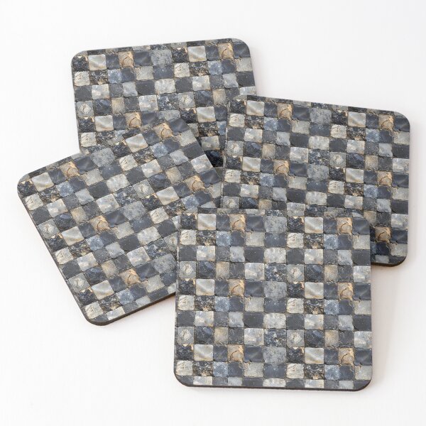 Item preview, Dark Square Stone Tiled Wall Pattern designed and sold by NTGUILTY.