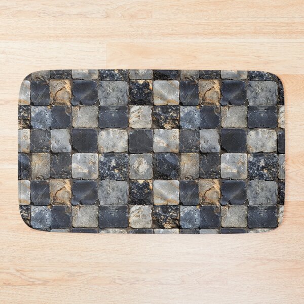 Item preview, Dark Square Stone Tiled Wall Pattern designed and sold by NTGUILTY.