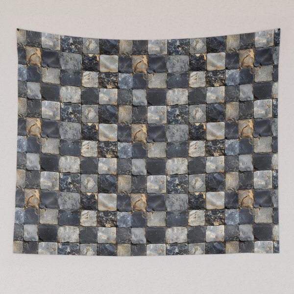 Item preview, Dark Square Stone Tiled Wall Pattern designed and sold by NTGUILTY.