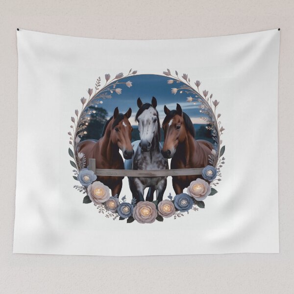 Item preview, Wild floral horses for men women kids horse lover t-Shirt designed and sold by SoftyDesigns.