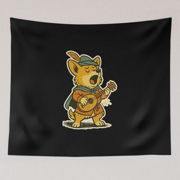 Item preview, Castlecore Pets: Corgi – Bard Corgi Lute Song – Gift for Corgi Lovers • Retro Comics • Vintage Halftone designed and sold by JacobKAurumhead.