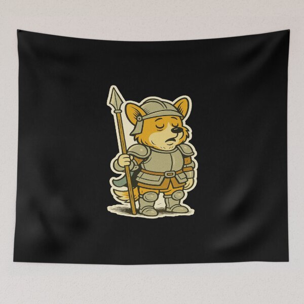 Item preview, Castlecore Pets: Corgi – Sleeping Guard Corgi Duty – Gift for Corgi Lovers • Retro Comics • Vintage Halftone designed and sold by JacobKAurumhead.