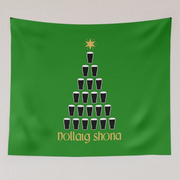 Item preview, Nollaig Shona Irish Gaelic Happy Christmas Ale Glass Tree Eire Couple Matching Family  designed and sold by Bad Kitty Designz.
