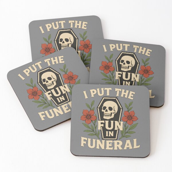 Item preview, I Put the Fun in Funeral – Gothic Skull & Floral Dark Humour Design designed and sold by The Spooky Duck.