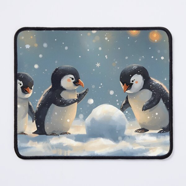 Item preview, Cute Winter Penguins Playing in Snow – Cozy Holiday Animal Illustration designed and sold by CoastalEmp.