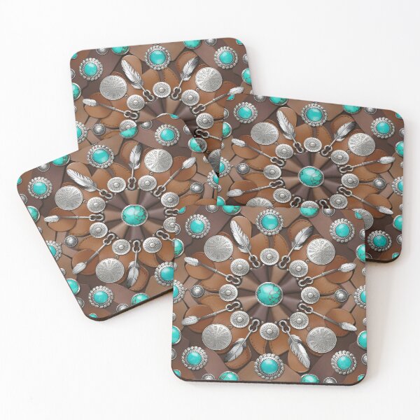Item preview, Western Turquoise Concho Seamless Pattern – Rustic Silver & Southwest Boho Design designed and sold by CoastalEmp.