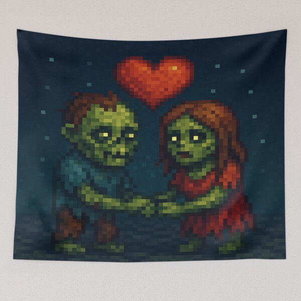 Item preview, Zombie Love – Cute Undead Couple Pixel Art Gothic Romance Design designed and sold by ArtificialAce.