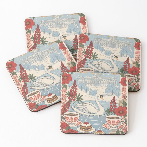 Item preview, Winter Russian Swan Tea Floral Vintage Collage designed and sold by CoffeeinBloom.
