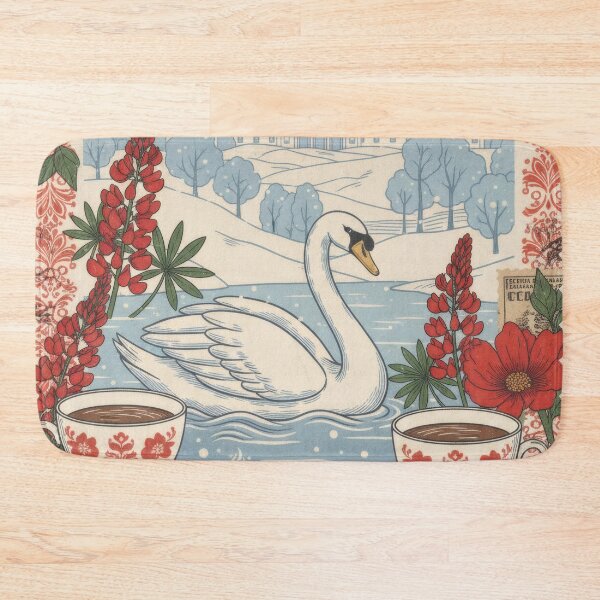 Item preview, Winter Russian Swan Tea Floral Vintage Collage designed and sold by CoffeeinBloom.