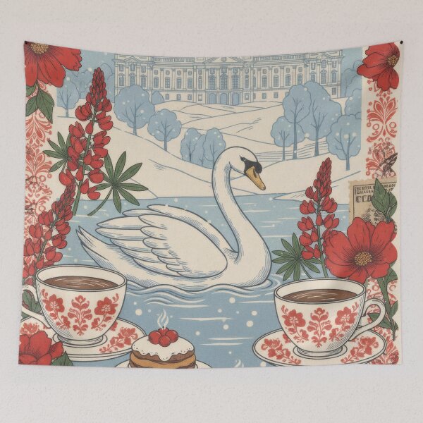 Item preview, Winter Russian Swan Tea Floral Vintage Collage designed and sold by CoffeeinBloom.