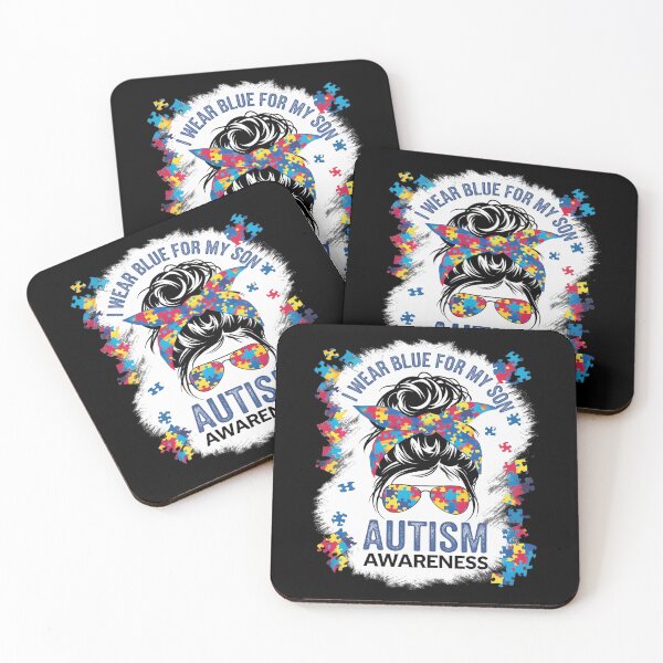 Item preview, Autism Awareness shirt Mom Messy Bun I Wear Blue For My Son designed and sold by catsdothingz.