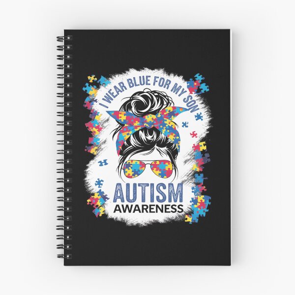 Item preview, Autism Awareness shirt Mom Messy Bun I Wear Blue For My Son designed and sold by catsdothingz.