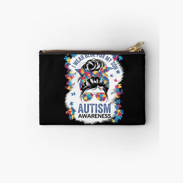 Item preview, Autism Awareness shirt Mom Messy Bun I Wear Blue For My Son designed and sold by catsdothingz.